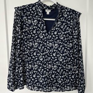 Navy and white floral top, size S